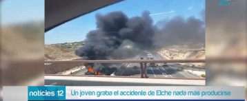 Un joven graba con su móvil el accidente de la A-7 en Elche