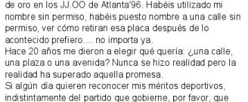 La gimnasta Estela Giménez pide respeto a los políticos alicantinos que ni le consultaron ni la invitaron a ir el día que ponen su nombre a una calle